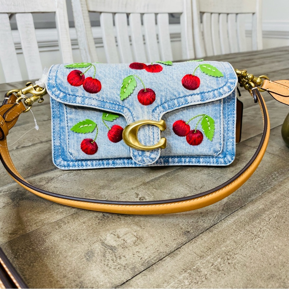 NWT Coach SMALL Cherry Denim Tabby 20 Shoulder Bag Crossbody - Picture 6 of 16